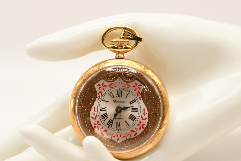 Vintage Vendome 17 Jewel Pendant Watch France Gold Tone Working